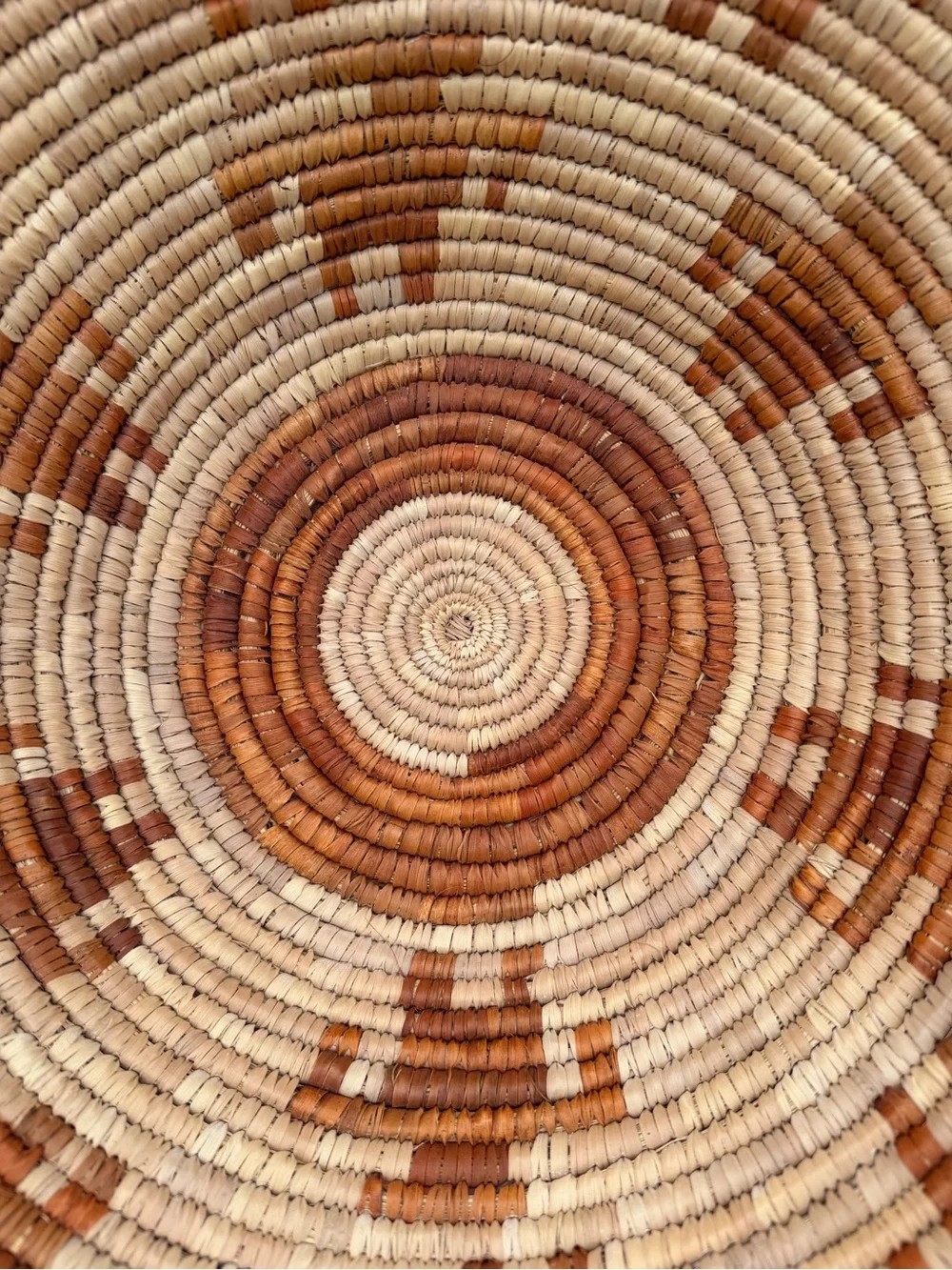 Handwoven Decorative Woven Basket - African Design Natural and Brown Coil 17”X5”